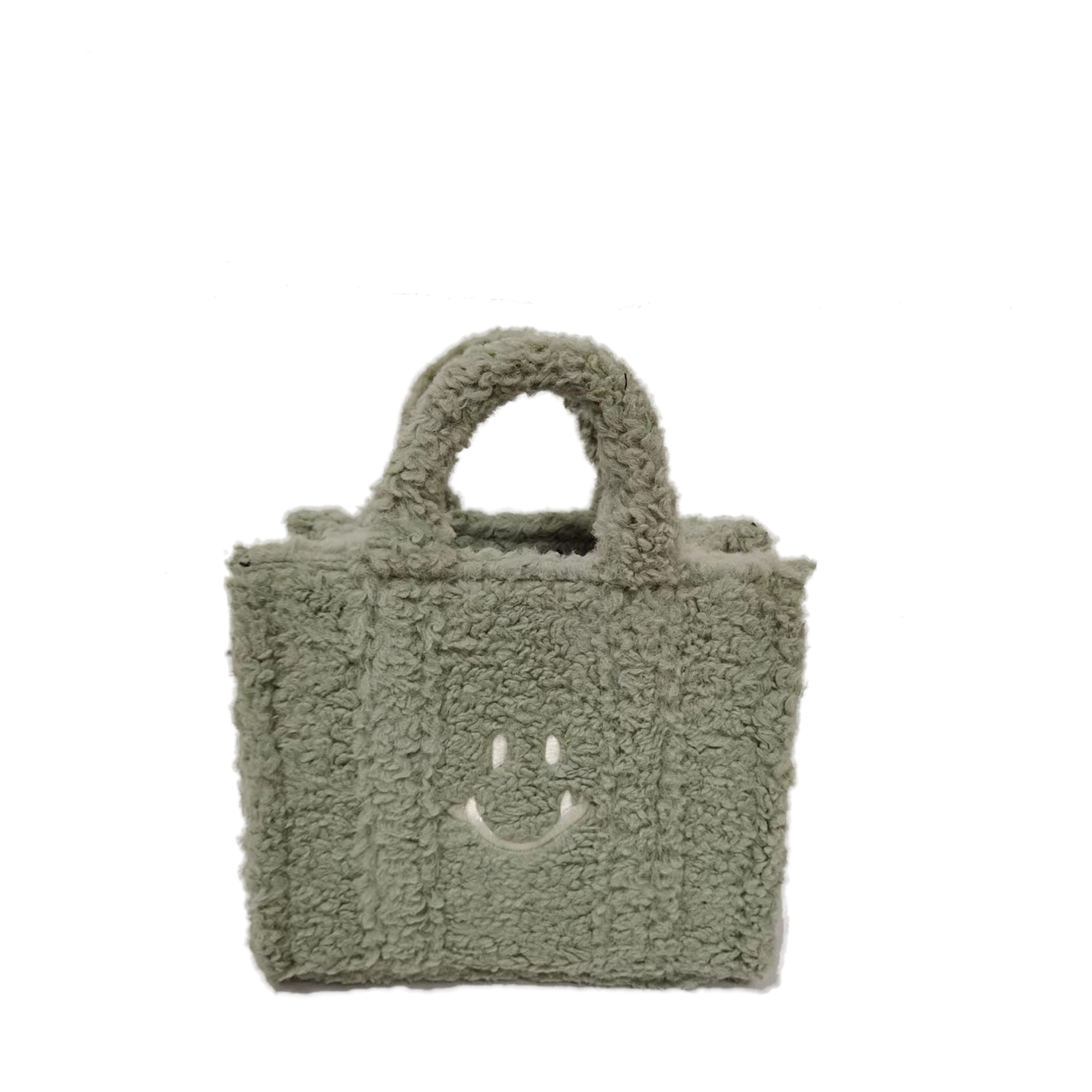 ZWENA kleine Teddytasche Totebag SMILE light olive